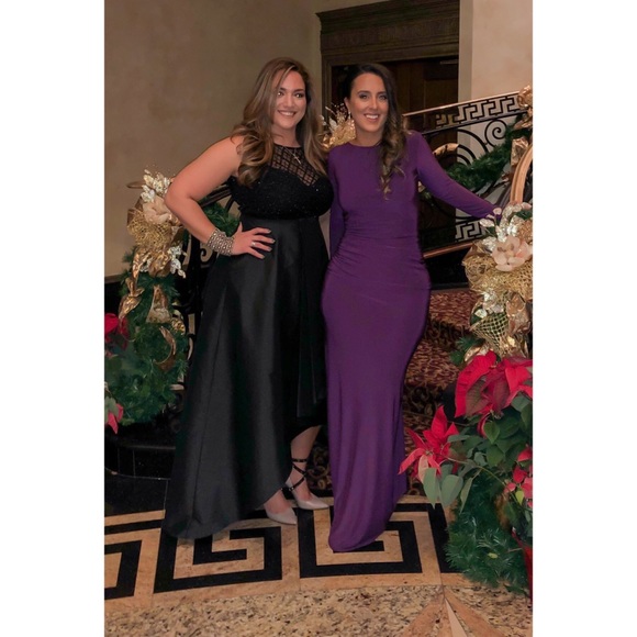 adrianna papell black high low dress